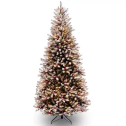 National Tree Company 7.5-ft. Pre-Lit Snow, Berry & Pinecone Dunhill Fir Slim Artificial Christmas Tree