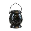 LumaBase Solar Powered Black Ceramic Lantern