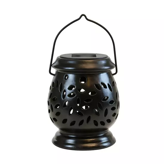 LumaBase Solar Powered Black Ceramic Lantern 1 LumaBase Solar Powered Black Ceramic Lantern