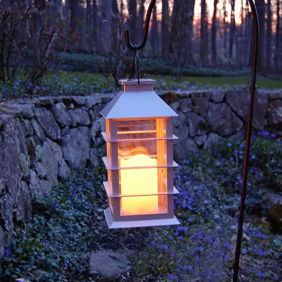LumaBase Silver Solar Lantern & LED Candle 2 LumaBase Silver Solar Lantern & LED Candle - Image 2