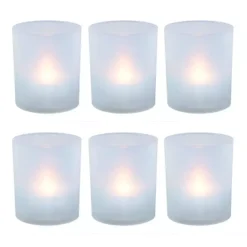 LumaBase Frosted Plastic Warm White LED Candle 6-piece Set