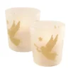 LumaBase Battery Operated Wax Candle Filled In Glass Holders- Gold Angels 2ct