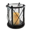 LumaBase Metal & Glass Hurricane With Light-Up Candle