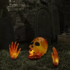 Northlight Light-Up Orange Skull & Hands Outdoor Halloween Floor Decor 8 Northlight Light-Up Orange Skull & Hands Outdoor Halloween Floor Decor -Home Decor Shop 40682825 CC ALT2