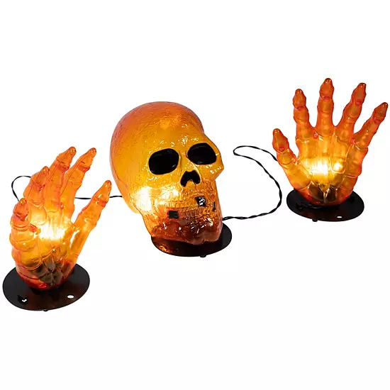 Northlight Light-Up Orange Skull & Hands Outdoor Halloween Floor Decor 5 Northlight Light-Up Orange Skull & Hands Outdoor Halloween Floor Decor - Image 5