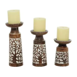 Stella & Eve Rustic Flourish Pattern Candleholder 3-piece Set -Home Decor Shop 4497915 ALT5