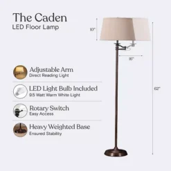Brightech Caden 62" Led Modern Floor Lamp With Swing Arm & Drum Shade -Home Decor Shop 4765982 ALT2