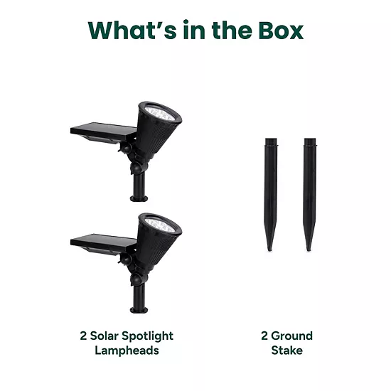 Techko 2-Piece Solar-Powered Pathway Spotlights Set 8 Techko 2-Piece Solar-Powered Pathway Spotlights Set - Image 8