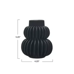 Storied Home Decorative Pleated Stoneware Black Vase -Home Decor Shop 52661163 CC ALT4