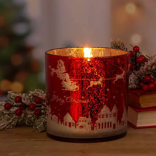 Santa Sleigh Decorative Glass Candleholder 2 Santa Sleigh Decorative Glass Candleholder - Image 2