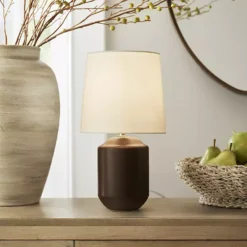 Matte Brown Ceramic Accent Table Lamp -Home Decor Shop 54299851 CC ALT2