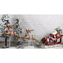 National Tree Company Indoor / Outdoor LED Santa Sleigh Christmas Floor Decor 18 National Tree Company Indoor / Outdoor LED Santa Sleigh Christmas Floor Decor -Home Decor Shop 5476623 ALT8