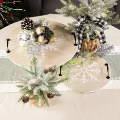 Northlight 2-pc. Round Snowflake Serving Trays With Handles Set -Home Decor Shop 56297945 CC ALT