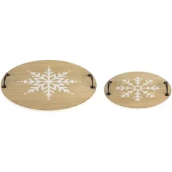 Northlight 2-pc. Round Snowflake Serving Trays With Handles Set -Home Decor Shop 56297945 CC ALT3