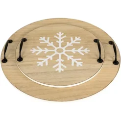 Northlight 2-pc. Round Snowflake Serving Trays With Handles Set -Home Decor Shop 56297945 CC ALT4