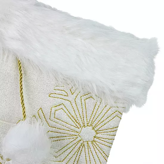 Northlight 20-Inch Christmas Stocking With Gold Snowflakes & Faux Fur Cuff 3 Northlight 20-Inch Christmas Stocking With Gold Snowflakes & Faux Fur Cuff - Image 3