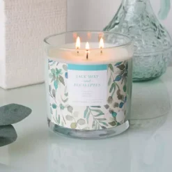 Sonoma Goods For Life® Sage Mint & Eucalyptus 14-oz. Blue Floral Candle Jar -Home Decor Shop 5660130 ALT