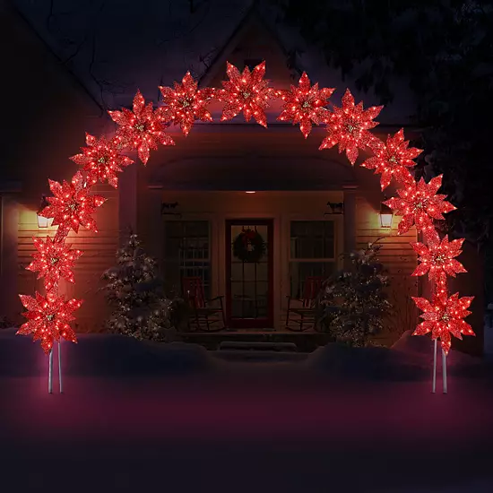 Mr Christmas 8.5-ft. Twinkling LED Poinsettia Arch Outdoor Decor 2 Mr Christmas 8.5-ft. Twinkling LED Poinsettia Arch Outdoor Decor - Image 2