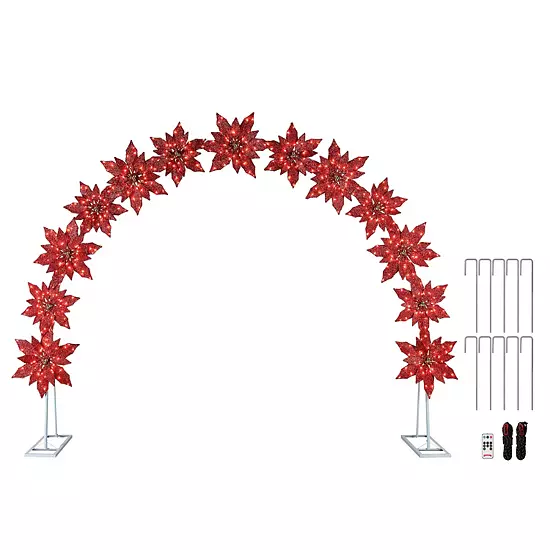 Mr Christmas 8.5-ft. Twinkling LED Poinsettia Arch Outdoor Decor 4 Mr Christmas 8.5-ft. Twinkling LED Poinsettia Arch Outdoor Decor - Image 4