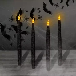 LumaBase Black Battery Operated LED Candles With Flickering Flame 4-pack Set -Home Decor Shop 5838008 ALT