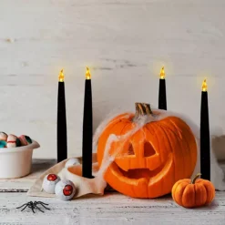 LumaBase Black Battery Operated LED Candles With Flickering Flame 4-pack Set -Home Decor Shop 5838008 ALT2