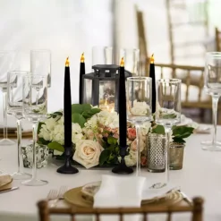 LumaBase Black Battery Operated LED Candles With Flickering Flame 4-pack Set -Home Decor Shop 5838008 ALT3