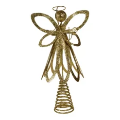 Kurt Adler Gold Finish Glitter Angel Christmas Tree Topper