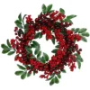 Christmas Central Red Berries And Two-Tone Green Leaves Artificial Christmas Wreath - 18-Inch Unlit