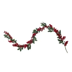 Christmas Central 5' X 3.25" Red Berries With Leaves Artificial Christmas Garland Unlit