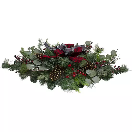 Christmas Central 36" Dual Plaid Bows And Red Berries Artificial Christmas Swag - Unlit 3 Christmas Central 36" Dual Plaid Bows And Red Berries Artificial Christmas Swag - Unlit - Image 3