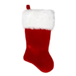 Christmas Central 20" Red And White Plush Traditional Christmas Stocking With Cuff