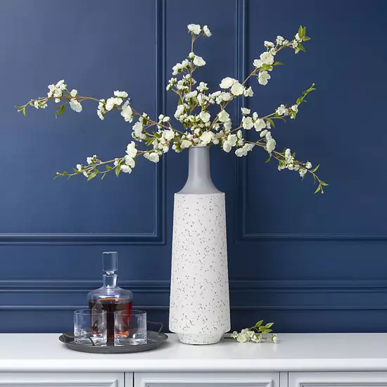 Mikasa 22-in. White Gray Cement Embossed Metal Vase 3 Mikasa 22-in. White Gray Cement Embossed Metal Vase - Image 3