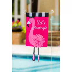 Evergreen Enterprises Let's Flamingle Applique Garden Flag -Home Decor Shop 6191452 ALT