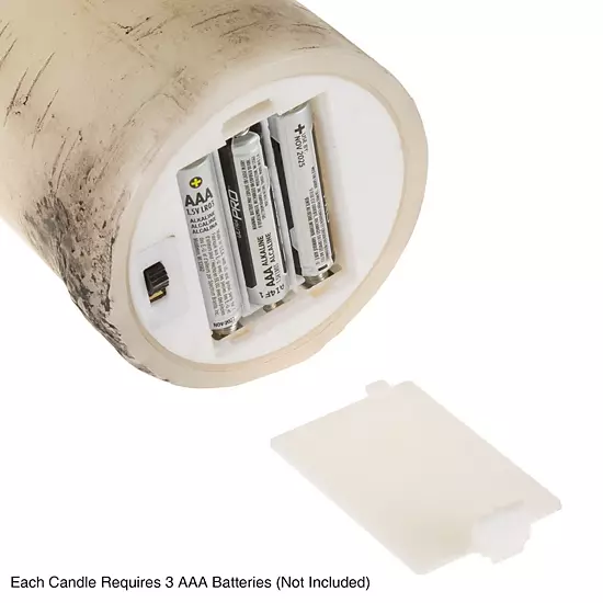Lavish Home Faux Birch Bark Flickering Flameless LED Candle Table Decor & Remote 4-piece Set 5 Lavish Home Faux Birch Bark Flickering Flameless LED Candle Table Decor & Remote 4-piece Set - Image 5