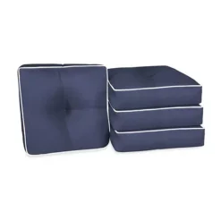 Home Fashions International O'Linen 4-piece Single U Cushion Set -Home Decor Shop 6228254 Navy