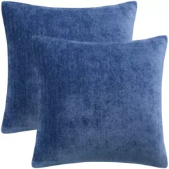 Set Of 2 Chenille Throw Pillow Covers Water Repellent 16"x16" -Home Decor Shop 6239808 Navy Blue