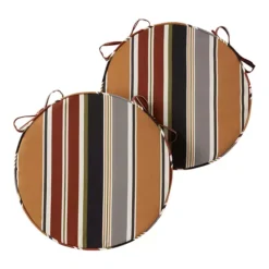 Greendale Home Fashions Outdoor Round Chair Pad 2-Pack -Home Decor Shop 6375471 Brick Stripe
