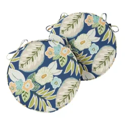 Greendale Home Fashions Outdoor Round Chair Pad 2-Pack -Home Decor Shop 6375471 Marlow Blue Floral