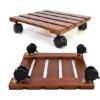 2 Pack Wooden Plant Stand Caddy With Lockable Wheels Heavy Duty - ALLADINBOX