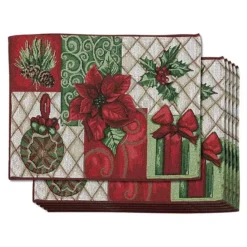 Cloth Christmas Table Placemats, Set Of 6 Holiday Placemats For Xmas, 13x18.5 In