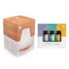 Pursonic Aromatherapy USB Diffuser & Essential Oil Set- Top 3 Oils With 2 Mist Settings Changing Ambient Light Settings