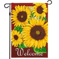 G128 Garden Flag Welcome 4 Sunflowers 12"x18"