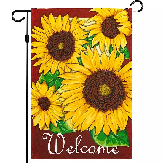 G128 Garden Flag Welcome 4 Sunflowers 12"x18" 1 G128 Garden Flag Welcome 4 Sunflowers 12"x18"