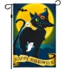 G128 Garden Flag Happy Halloween Black Cat Moon 12"x18" 150D