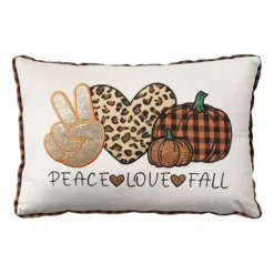 Mina Victory Holiday Peace, Love, Fall 14 In. X 20 In. Indoor Throw Pillow