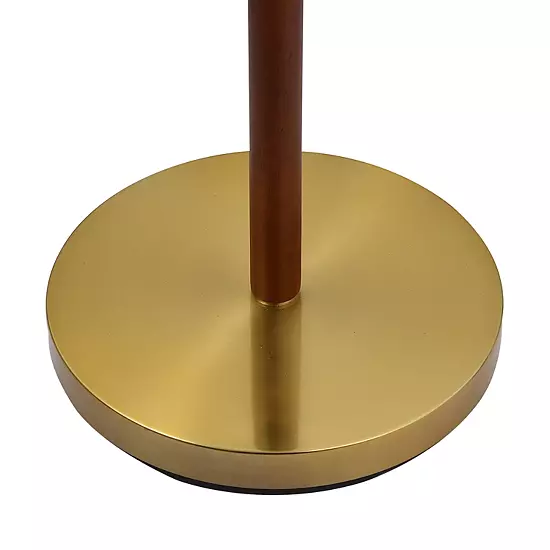 Walnut And Brass Modern Stick Floor Lamp 4 Walnut And Brass Modern Stick Floor Lamp - Image 4