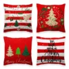 G128 Christmas Elegant Pine Tree Waterproof Pillow Covers, Set Of 4