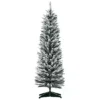 HOMCOM 5ft Snow Flocked Artificial Christmas Tree Slim Xmas Tree With Stand