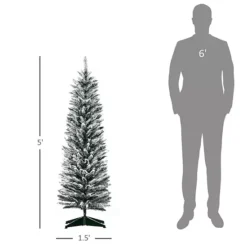 HOMCOM 5ft Snow Flocked Artificial Christmas Tree Slim Xmas Tree With Stand -Home Decor Shop 6790658 ALT2