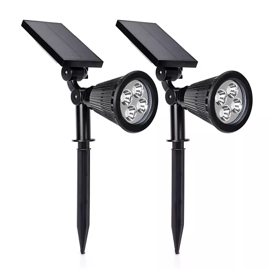 Techko 2-Piece Solar-Powered Pathway Spotlights Set 1 Techko 2-Piece Solar-Powered Pathway Spotlights Set